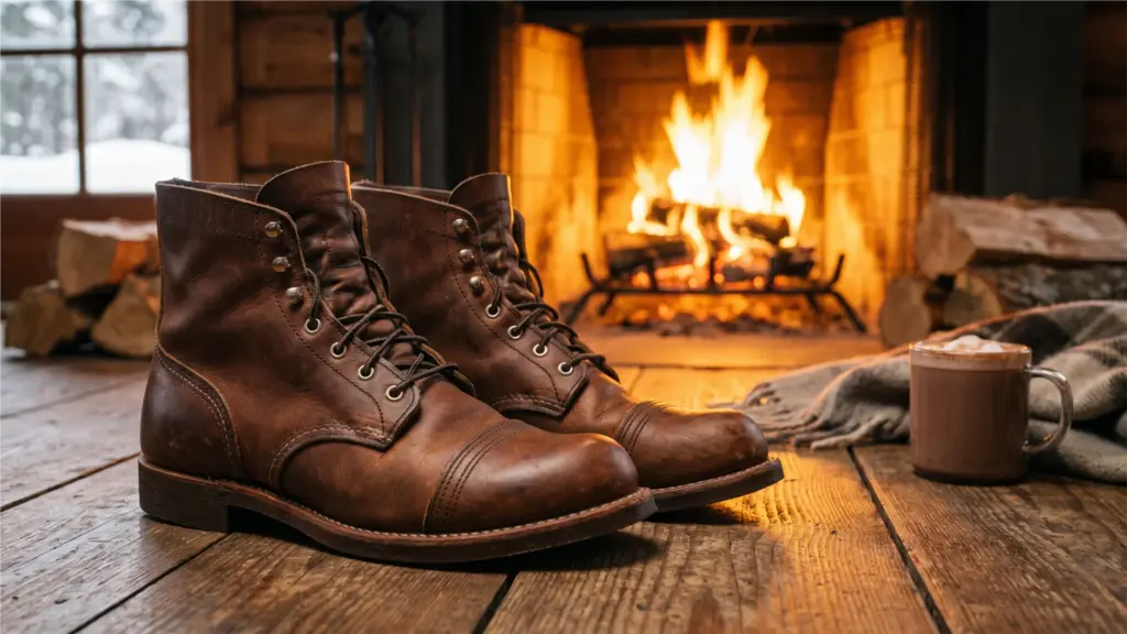 AI-generated lifestyle product scene with leather boots from text prompt