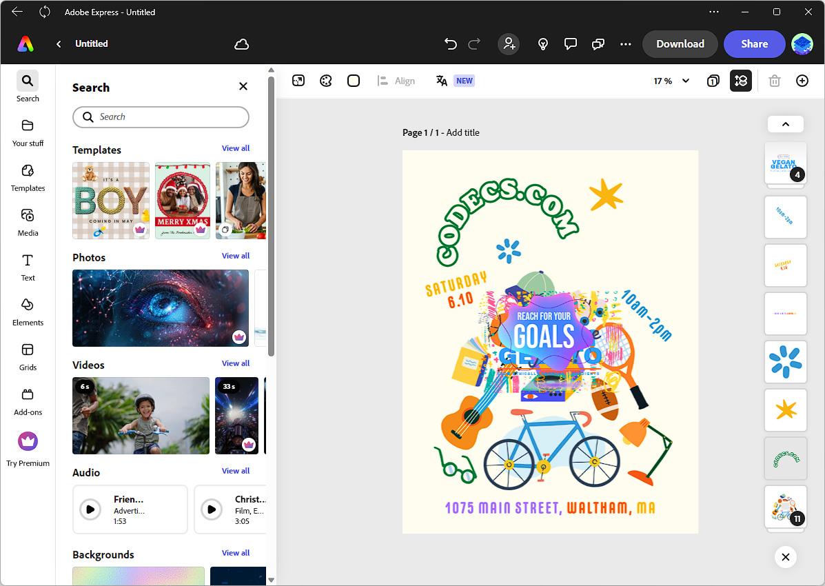 Adobe Express AI image editor interface with Firefly integration
