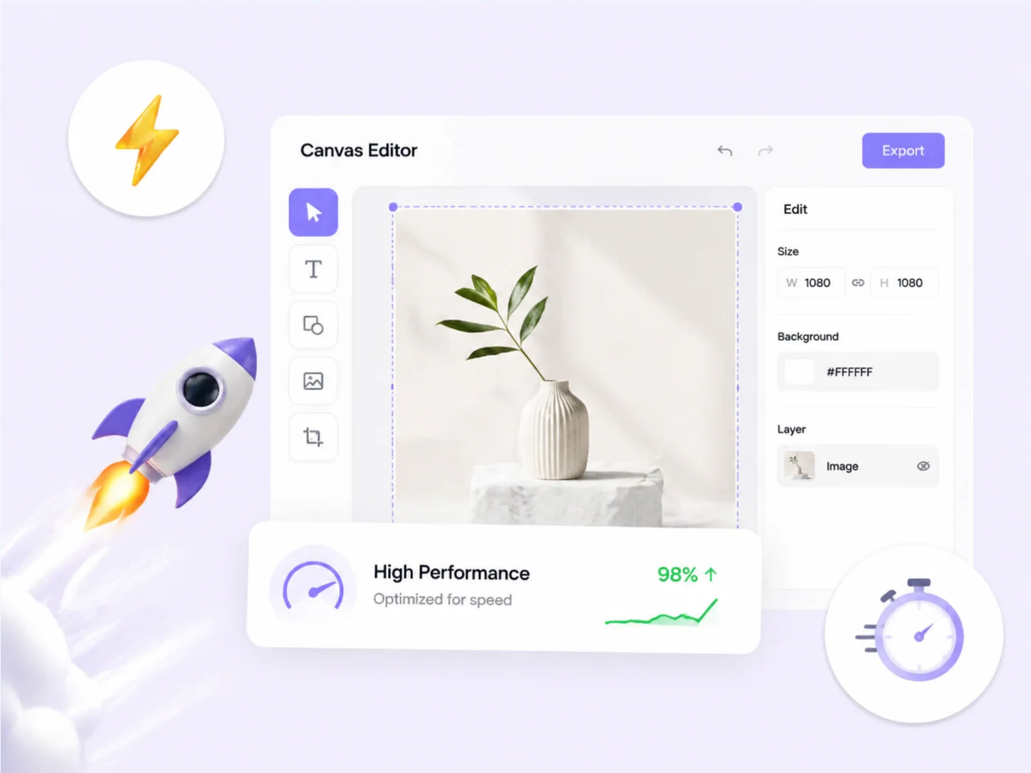Professional canvas editor workspace